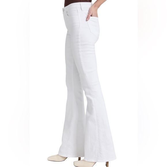 L'Agence Women's High Rise Zip Up Bell Flare Jeans – White Denim – Size 29 - Picture 10 of 10